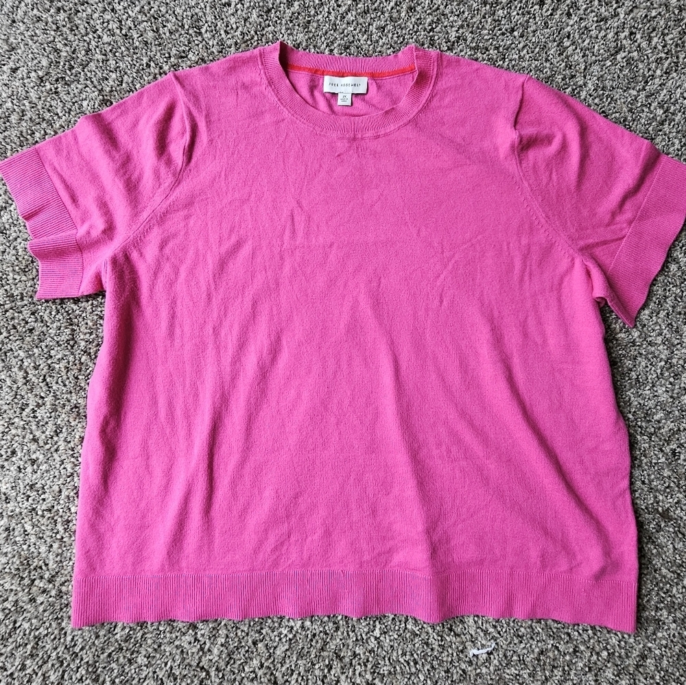 Short Sleeve Crewneck Sweater - Pink